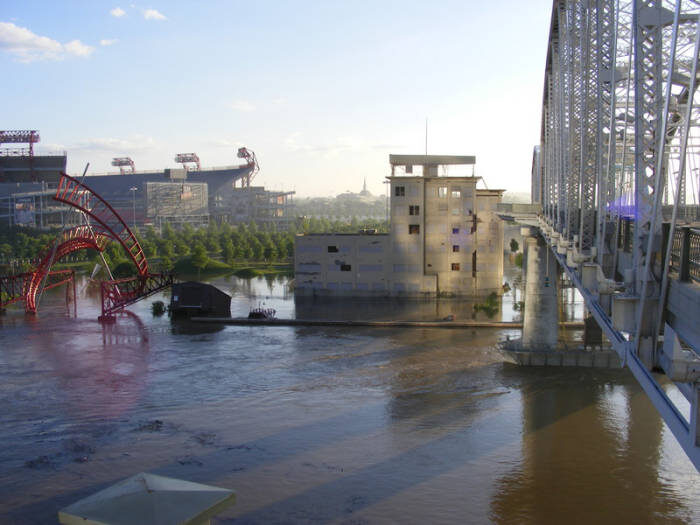 The Bridge Building during the Nashville flood of 2010