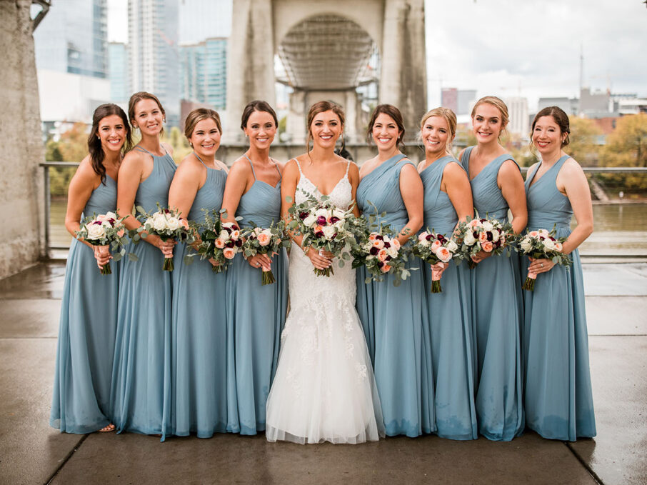 Allison and Her Bridesmaids in Ice Blue