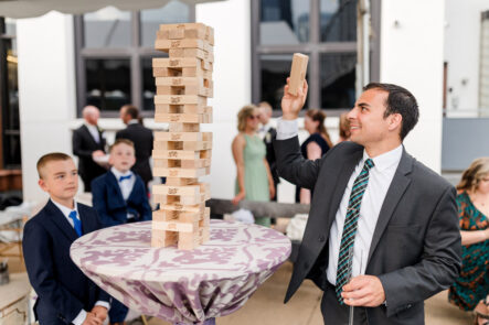 large Jenga Game during Cocktail Hour