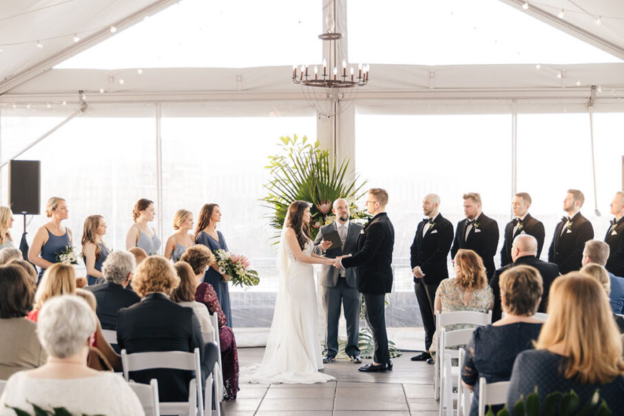 Tropical-inspired Wedding Ceremony on the Rooftop